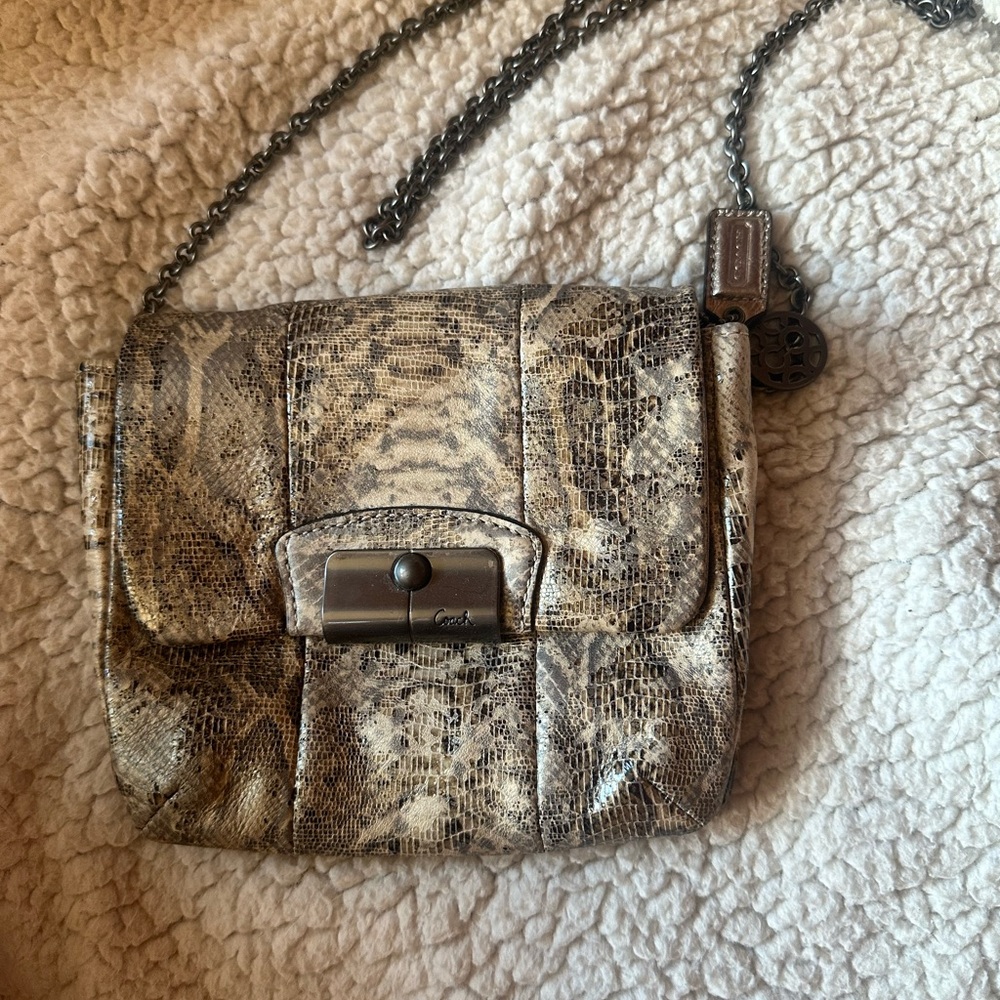 Coach Tan Crossbody Bag with Elegant Structured Design